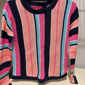 Lilly Pulitzer Women's Daryn Stripe Sweater Navy Blue Pink Island Jungle XS
